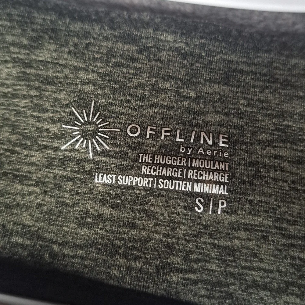 Offline by Aerie The Hugger Recharge Sports Bra Gray Cutout Yoga Top Athleisure
